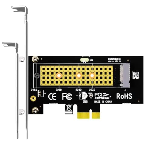 GLOTRENDS PA09-X1 M.2 NVMe to PCIe X1 Adapter for 2230/2242/2260/2280 M.2 NVMe SSD, PCIe X1 Installation Cover