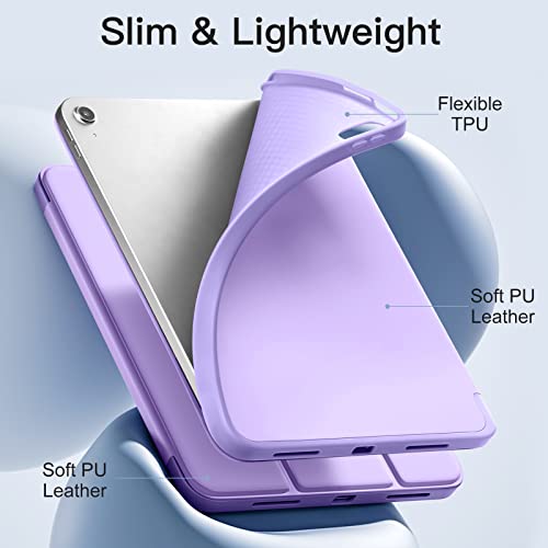 Image of Akkerds Compatible with iPad (A16) 11th Generation Case 11 Inch 2025, for iPad 10th Generation Case 10.9 Inch 2022 with Pencil Holder, Slim Trifold Stand Protective Cover with Soft TPU Back, Lavender