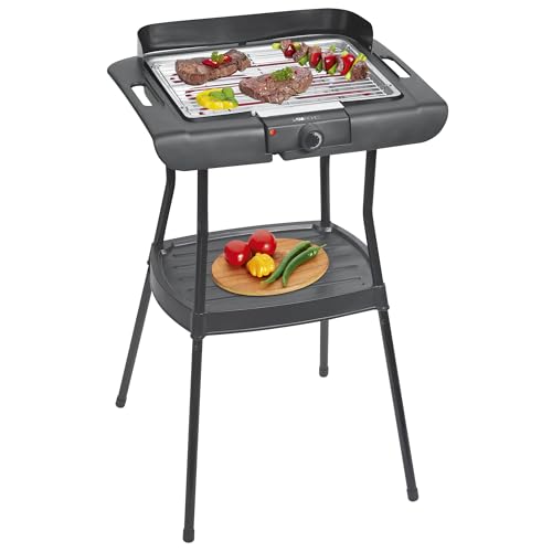 Barbecue sur pied et de table Clatronic | pour l'intérieur et l'extérieur | Barbecue électrique pour balcon | 2000 W | Barbecue de table électrique |...