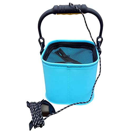 Collapsible Fishing Bucket Portable Folding Bait Buckets Water Container (Blue)