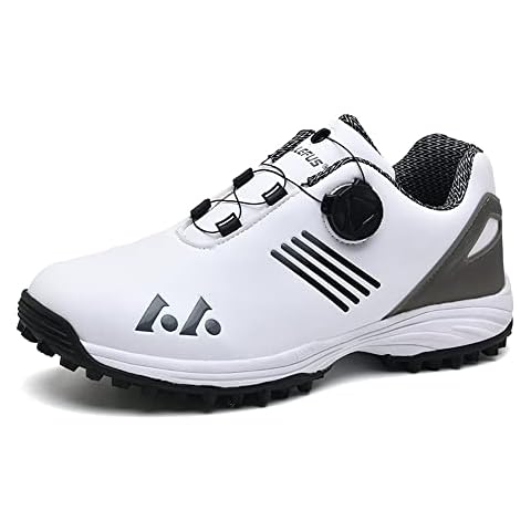 Adoff Chaussures de Golf Hommes Chaussures de Golf Hommes Cuir Chaussures de Golf Hommes antidérapant Design Confortable et Respirant avec Boucle pivotante Cover