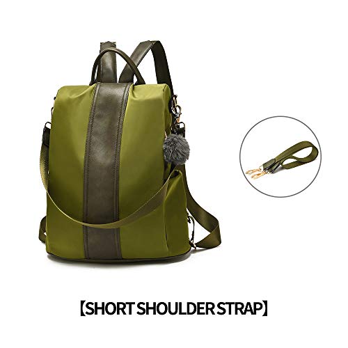 Women Backpack Purse Waterproof Nylon Anti-theft Rucksack Lightweight Shoulder Bag (Olive Large) - Thumbnail 6