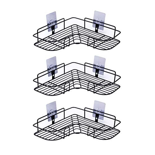 Estante Triangular Estante De Almacenamiento De Acero Inoxidable Estante De Almacenamiento De Baño Cesta De Almacenamiento De Pared Rack De Gran Capacidad (Color : Black, Size : 35.9 * 26 * 4.2cm*3) Cover