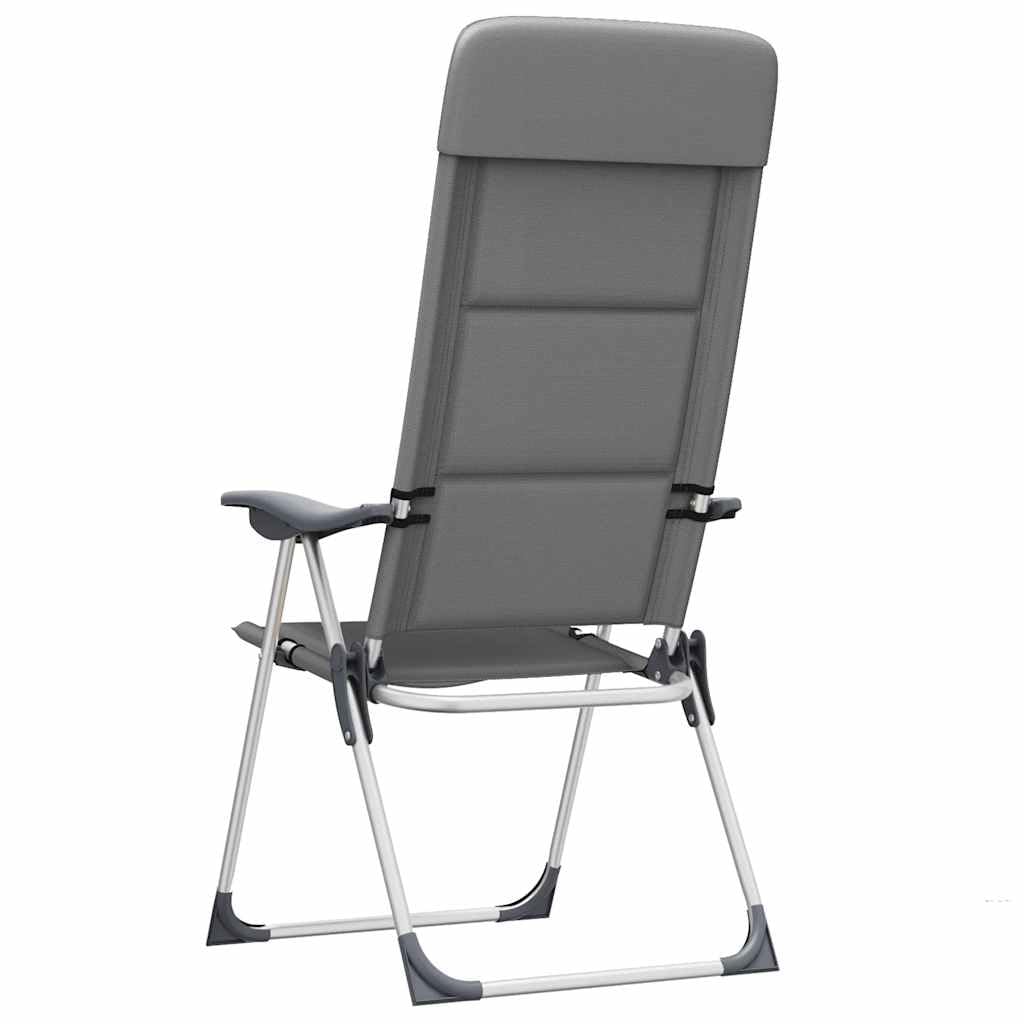 Campingstuhl 2 STK Grau Aluminium, 58 x 69 x 111 cm, klappbar, Ultraleicht und wetterfest, ideal für Camping, Garten, Strand, Wandern, Festival und Outdoor Aktivitäten