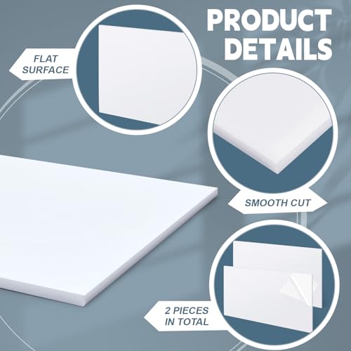Image of Wonderjune 2 Pcs 1 /4 inch x 12 inch x 24 inch White Acrylic Sheet Translucent Acrylic Sheet 1 /4 Inch Plastic Sheets for DIY Projects, Laser Cutting & Engraving Friendly