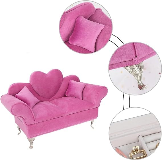 Image of Jewelry Box Storager Organizer Floral Jewelry Chest Armoire Sofa Couch Round Bed | Sofa Bed Jewelry Box Jewelry Trinket Box Jewelry Case for Decoration.