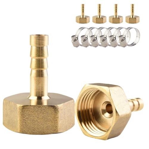 ANGEEK Raccords de tuyaux en laiton, 6 pièces 6 mm × connecteurs de tuyaux filetés mâles 1/2 pouce, avec 6 colliers de serrage, adaptés au raccordement de gaz, d'eau et de carburant
