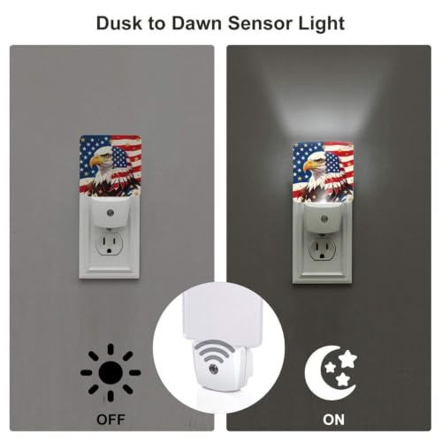 Image of 250 Years 4th of July Eagle Stars Stripes LED Plug-in Nightlights Set of 2 for Bathroom