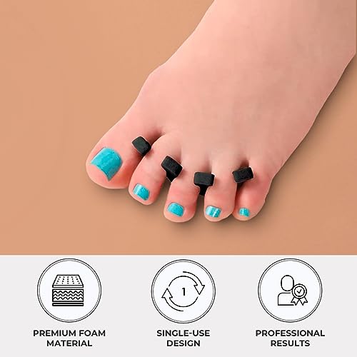 forpro sole toe separators - black luxurious foam separators - individual toe separators for pedicures  144-count