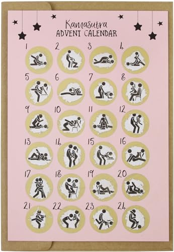 CJ&M Advent Calendar Christmas Scratch Card - Advent Calendar - Surprise Funny Rude Christmas Scratch Card - Naughty advent calendar - Postcard for rubbing Advent calendar Kamasutra - Sex Advent