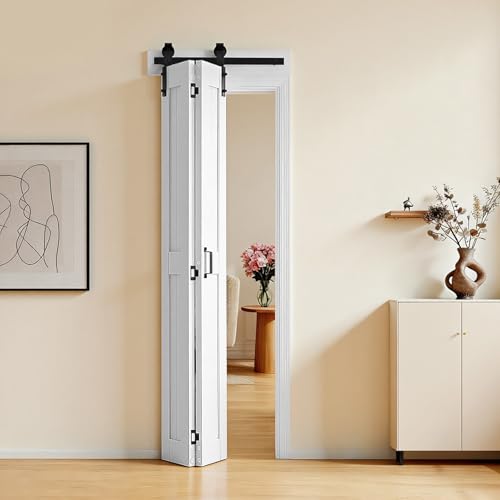 VEVOR Porte Coulissante Intérieure 60,9x213,4 cm, Porte de Grange Pliante en MDF Quincaillerie Incluse, pour Séparation de Pièce Chambre Salon Placard,...