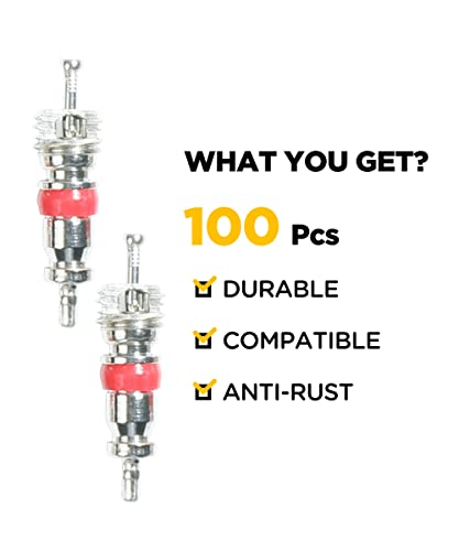 Yakefly 100 Pieces Premium Tyre Tire Valve Cores,Universal Schrader Tire Valve Core,Valve Stem Core Part Replacement For Most Models Of Cars,Trucks,Rv, Atv & Air Conditioning,Motorcycles And Bicycles #TOP1