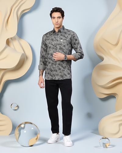Image of Majestic Man Printed Pure Cotton Slim Fit Casual Shirt