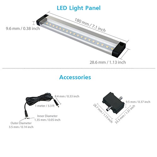 image for EShine 7 inch LED Under Cabinet Lighting Bar Panel - NO IR Sensor - wi