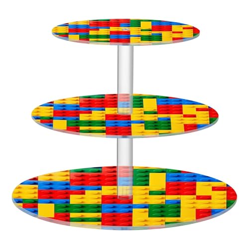 PYBUG Building Blocks 3 Tier Acrylic Cupcake Stands Tower,Dessert Table Display Set for Tea Party,Wedding,Birthday, Baby Shower