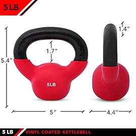 JFIT Kettlebell Weights Vinyl Coated Iron – 12 Size Options, 5lbs-50lbs – Coated for Floor and Equipment Protection…
