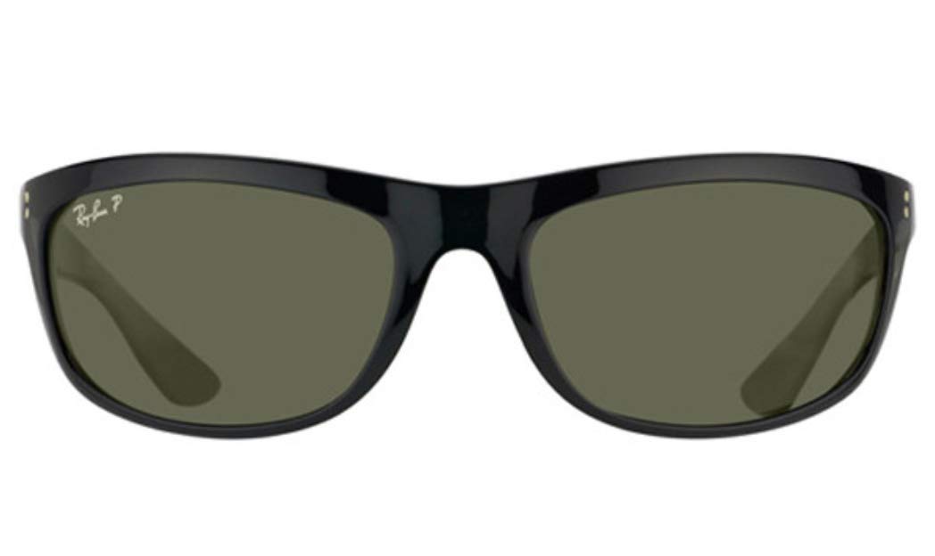 Ray-Ban Balorama RB4089 - 601/58 Polarizzati Occhiali da Sole Uomo Classici con Lenti Verdi 62 mm, 62 mm, Nero