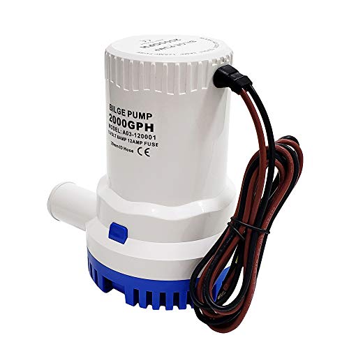 MAXZONE 2000 GPH 12v Boat Marine Plumbing Electric Bilge Pumps,Marine Bilge Pump, Submersible Boat Bilge Water Pump,Non-Automatic