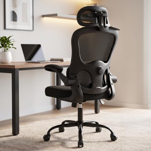DROGO Aerofly Premium Ergonomic Office Chair for Work from Home, 2D Headrest, High Back Computer Chair with Mesh, Flip-up Armrest, Recline,Adjustable 