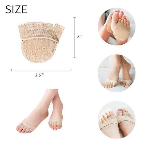 Image of Women Toe Topper Socks,Five-Toes No Show Liner Socks Ball of Foot Cushions Half Non Slip Invisible Forefoot Sock