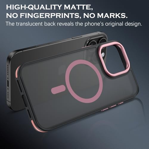 Image of YINLAI Magnetic Case for iPhone 16 Pro Max Cover, Compatible with MagSafe, Matte Slim Anti-Fingerprint Shockproof 16 Pro Max Case for iPhone 16 Pro Max Back Cover 6.9 inch, Pink