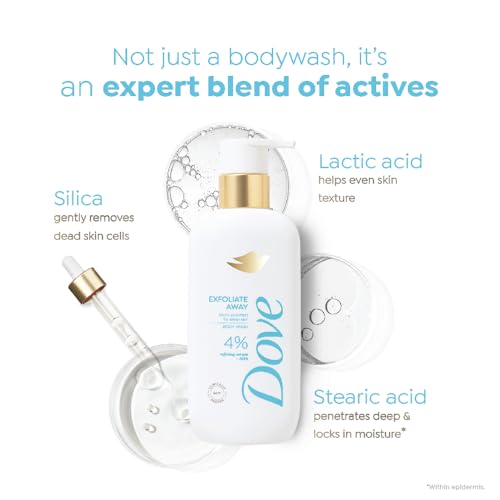 Image of DOVE Exfoliate Away Serum Body Wash, 300 ml, for Refined and Silky Skin, with 4% Refining Serum + AHA, Dermatologist Co-Created, Paraben & SLS Free
