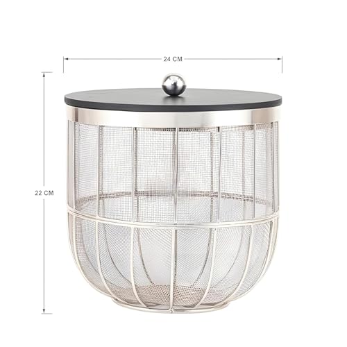 Generic Metal Fruit Basket with Lid, Silver, Large - Image 7