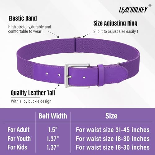 Image of LEACOOLKEY Baseball Belt and Socks Combo Set Adjustable Softball Socks and Elastic Belt for Youth and Adult