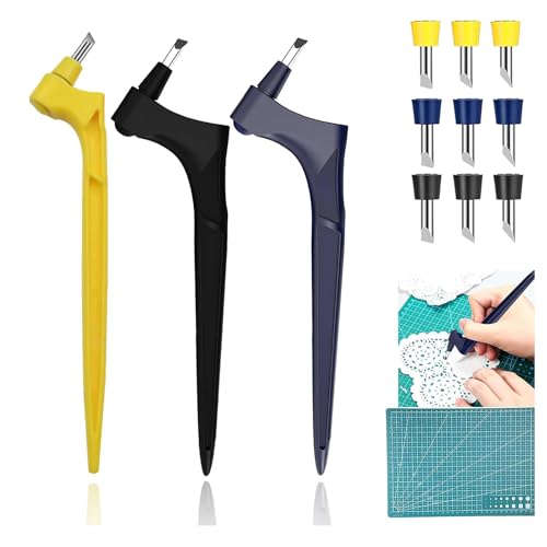 CLDURHGE 13 piezas de herramientas de corte artesanal, nuevo juego de cuchillos artesanales de acero inoxidable, cuchillas giratorias de 360 ​​grados, cortador giroscópico de acero inoxidable,