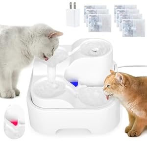 Cat Water Fountain,Pet Drinking Fountain for Multiple Pet,Ultra Silent Cat Water Bowl 2.8L/94oz,for Small Medium Cat Kitty,with LED Light,7Pcs Activated Carbon Filter