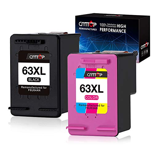 CMTOP 63XL Ink Cartridges Replacement for HP 63XL 63 XL Ink, 1 Black 1 Tri-Color High Yield, for HP Envy 4520 4516 HP OfficeJet 4650 3830 1112 3833 4655 5255 HP DeskJet 3633 3634 2132 3632 3630 3636