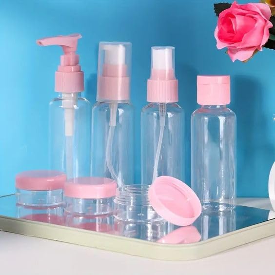 Tendula (7pcs) Travel Bottles for Toiletries - Refillable Empty Mini Small Container Travelling Kit Set for Shampoo, Cosmetics & Other Essentials - with Pouch (Random Colours)-image-31