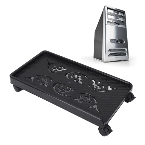 Soporte para CPU móvil con ruedas bloqueables, diseño práctico y universal, soporte grande para torres de PC, cajas de herramientas y comederos para mascotas miniatura 5