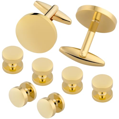 GWD Mens Cufflinks Stainless Steel Tuxedo Shirt Studs Set with Gift Box Silver Black Gold Cuff link Jewelry Gift Wedding Business3
