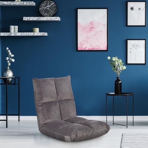 Chaise de sol réglable gris Relaxdays pour lecture et détente