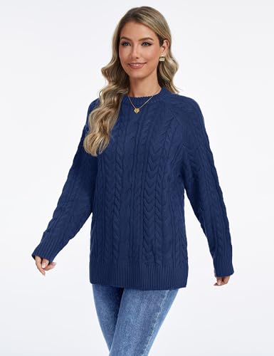 YUCOLEN Women's Chunky Cable Knit Pullover Sweater Crewneck Loose Vintage Casual Fall Long Sleeve Old Money Sweaters3