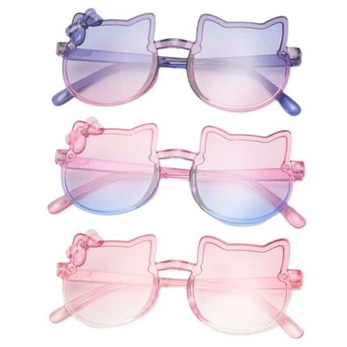 HQRKOTM 3 Stück Kitty sonnenbrille kinder,UV 400 Schutz Kinder Sonnenbrillen 3-12jahre,für Geburtstagsfeier, LNeuheit Party ustige Partybrillen(A)