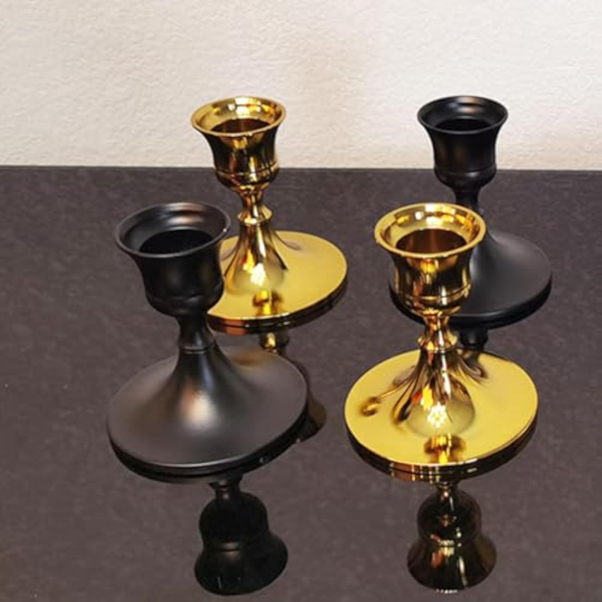 Metal Taper Candle Holder Table Ornament, Black