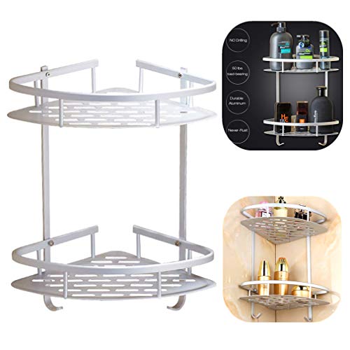 Rostfreie Aluminium Badablagen/Bad Regal/Dusche Caddy, COUTUDI Wandmontage 2-Tier Ecke Regal Zimmer Lagerung Korb, Gebürstetes Nickel Finish