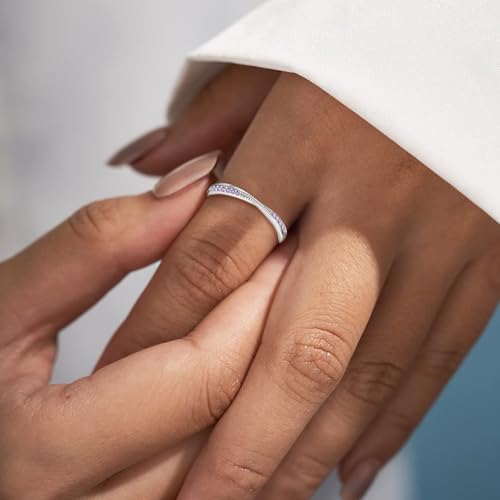 Stackable Wedding Band 925 Sterling Silver Promise Rings Engagement Anniversary Half Eternity Ring Birthstone Jewelry Gifts for Women Size 5-102