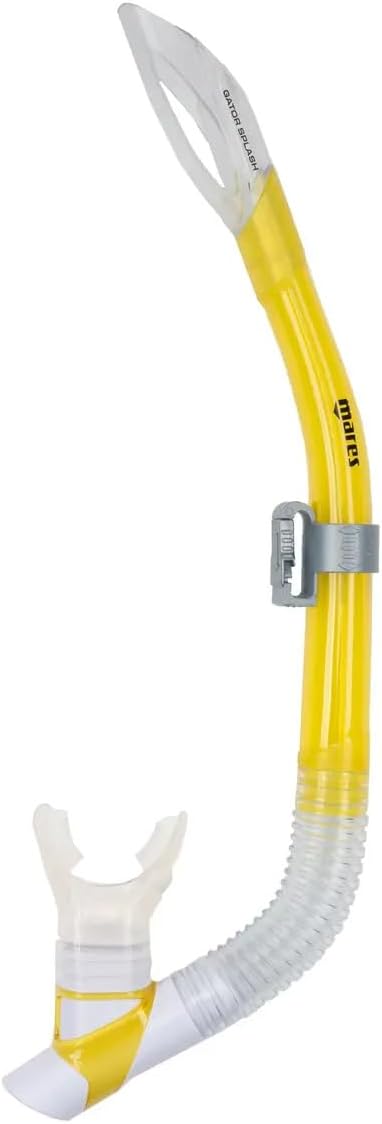 MARES Adult Gator Splash Snorkel with Semi-Dry Top and Anti-Splash Technology, Silicone Mouthpiece, Drain Valve for Immediate Cleaning