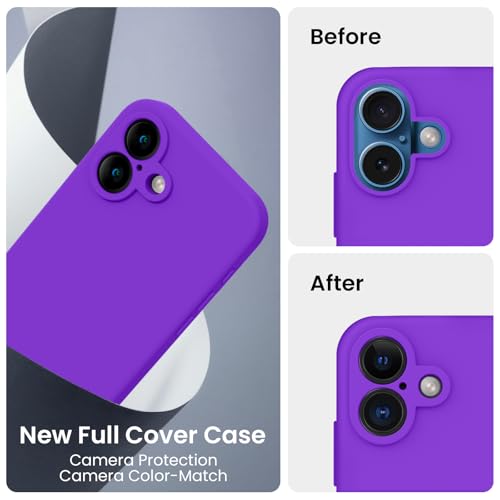 Image of FireNova Designed for iPhone 16 Case, Silicone Upgraded [Camera Protection] Phone Case, Soft Anti-Scratch Microfiber Lining Inside, 6.1 inch, Neon Purple