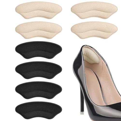 CATOR 4 Pares Almohadillas para el Talón,Protección para el Talón Autoadhesivas,Taloneras Silicona para zapatos adecuado para hombres y mujeres(Beige+Negro)