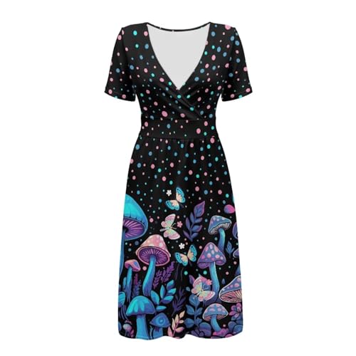 Image of Women's Summer Formal Dresses Short Sleeve Wrap V Neck Dresses Bridesmaid Wedding Guest Dress with Pockets