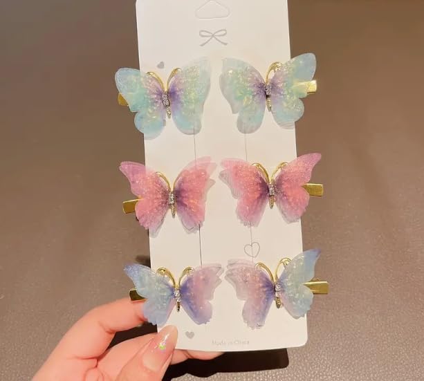 Generic6pcs Moving Butterfly Multicolor Hair Clips For Girls, Fairy Hair Accessories, Headwear For Girls