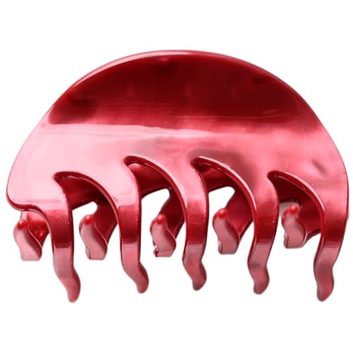Prettyou 3" Handmade Celluloid French Design Barrettes Hair Claw Tortoise Shell Luxury Fashion Accessories Hair Clip for Women (red)