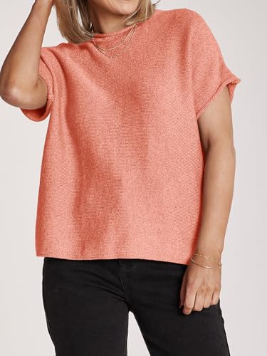 Image of Saodimallsu Women's Short Sleeve Lightweight Casual Crewneck Loose Fit Knit T-Shirt