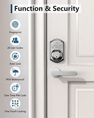 Fingerprint Door Lock - Teeho Te002 Keyless Entry Door Lock With Keypad - Electronic Deadbolt Keyed Entry - Front Door Lock Sets - Combination Door Lock - Easy Installation - Satin Nickel #TOP4
