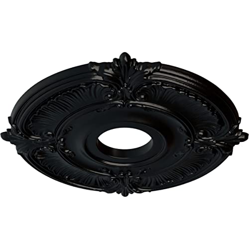 Image of Ekena Millwork CM18ATBLFDecorative Ceiling Medallions Modeled After Original Historical Patterns & Designs, Jet Black