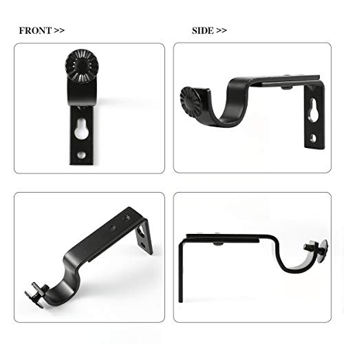 Anndason Heavy Duty Curtain Rod Brackets for 3/4 or 5/8 Inch Rod, Black Color, (Set of 8)
